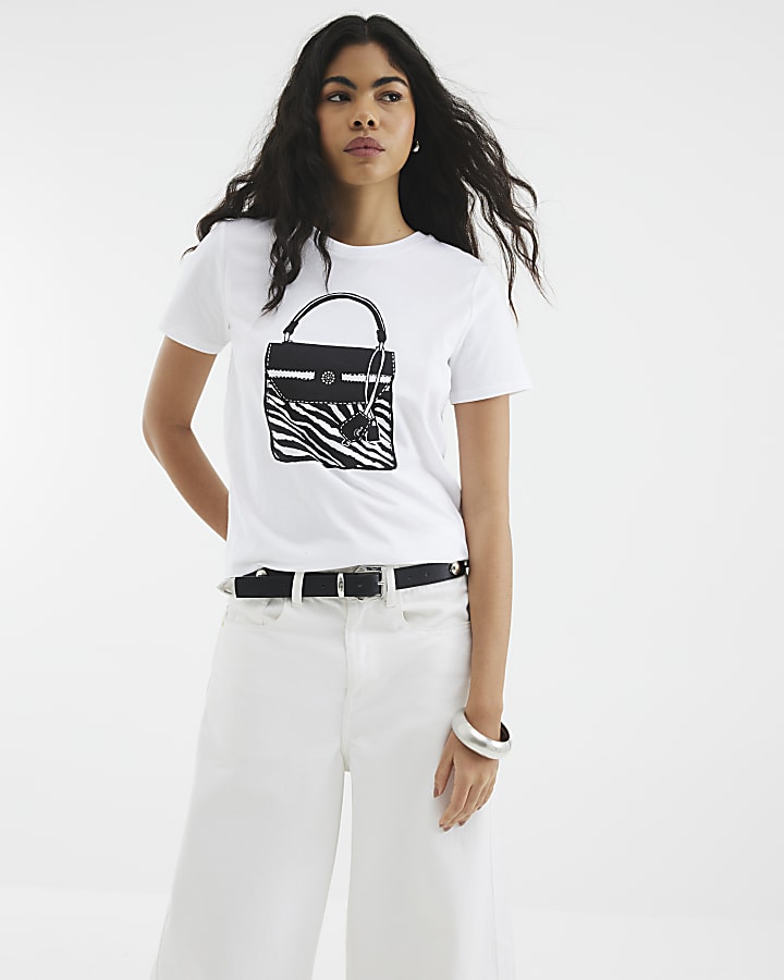 White Zebra Bag Print T-Shirt