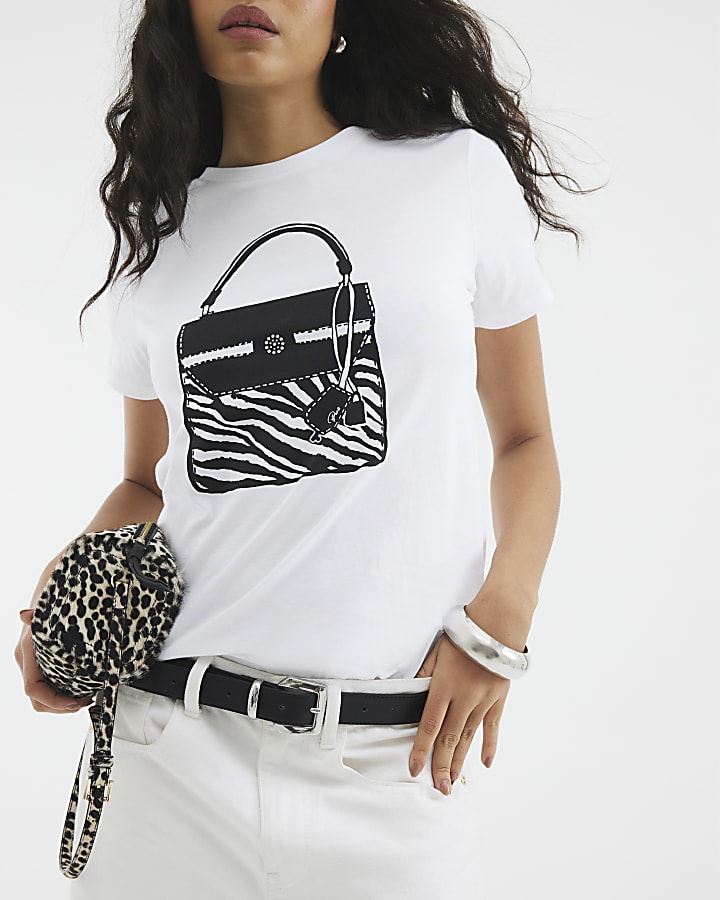 White Zebra Bag Print T-Shirt