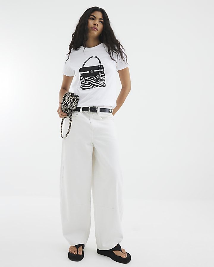 White Zebra Bag Print T-Shirt