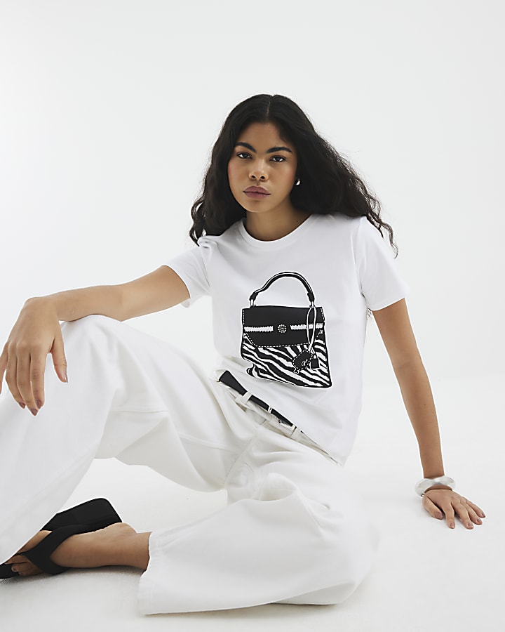 White Zebra Bag Print T-Shirt