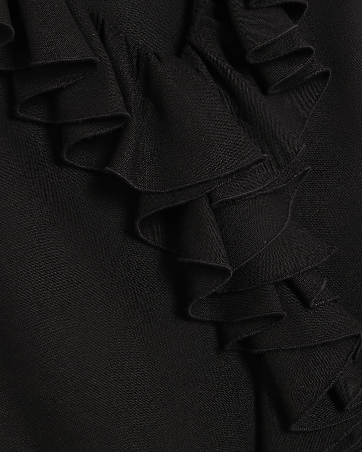Black Sleeveless Ruffle Top