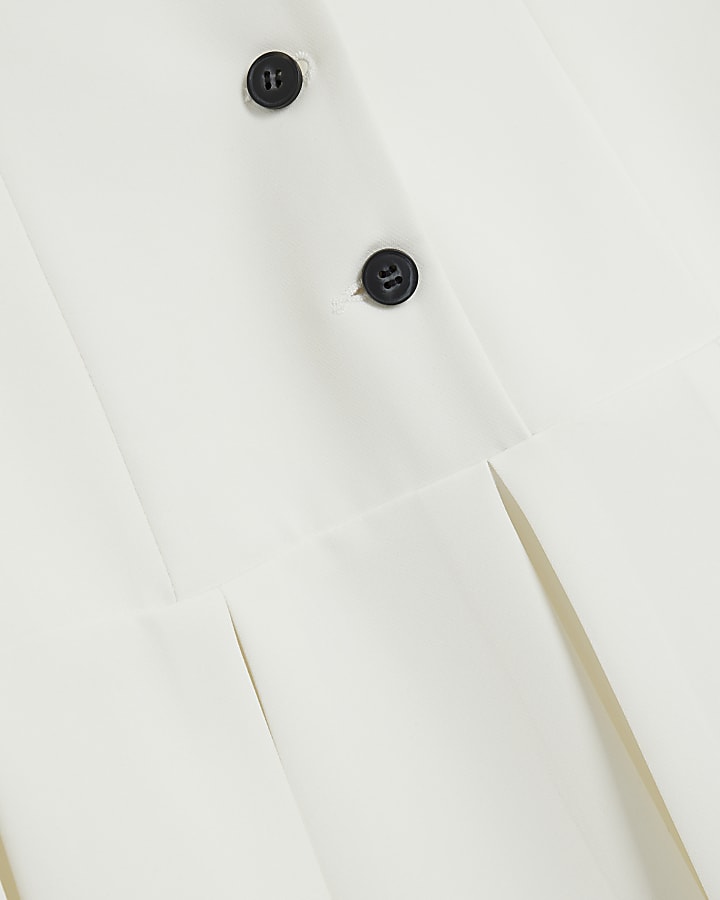 White Collared Pleated Mini Dress