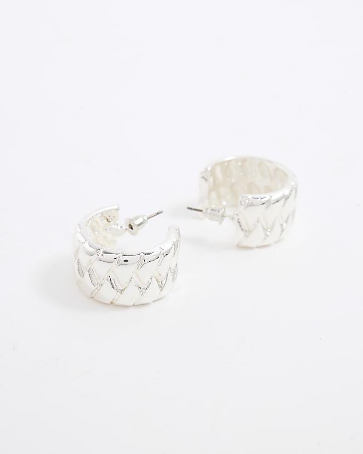 Silver Woven Hoop Earrings