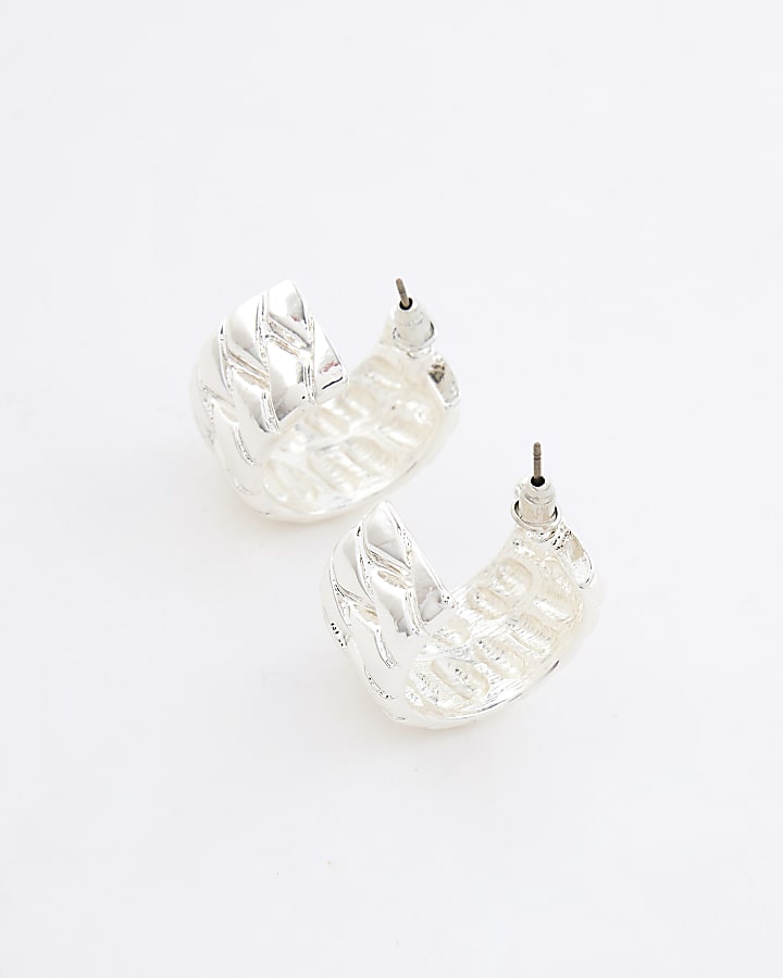 Silver Woven Hoop Earrings