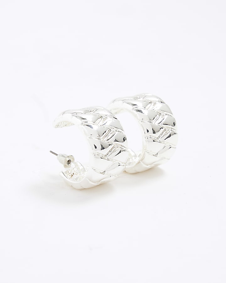 Silver Woven Hoop Earrings