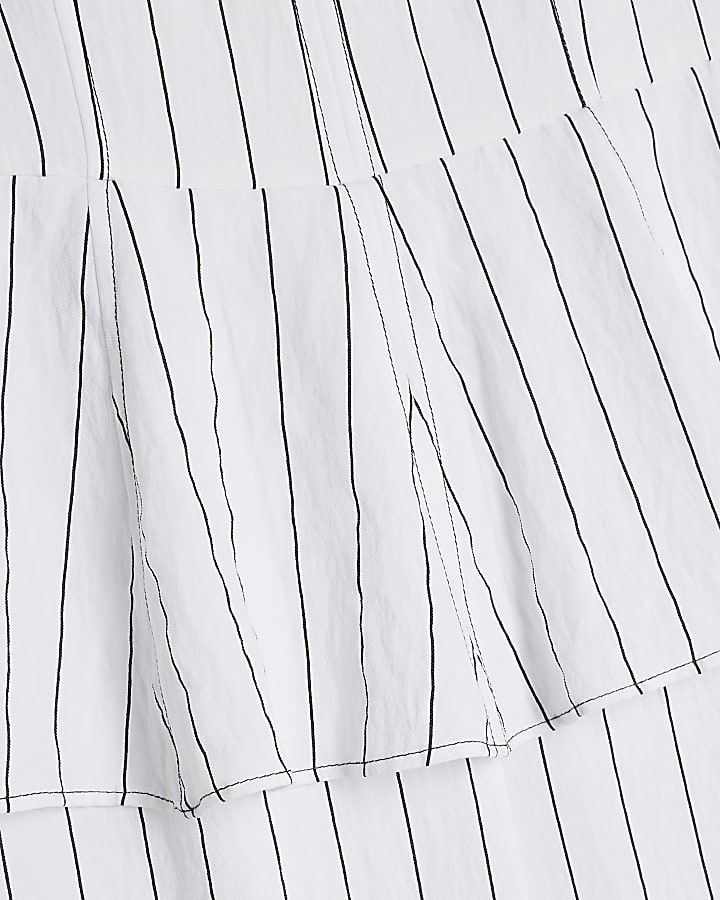 White Stripe Peplum Jumpsuit