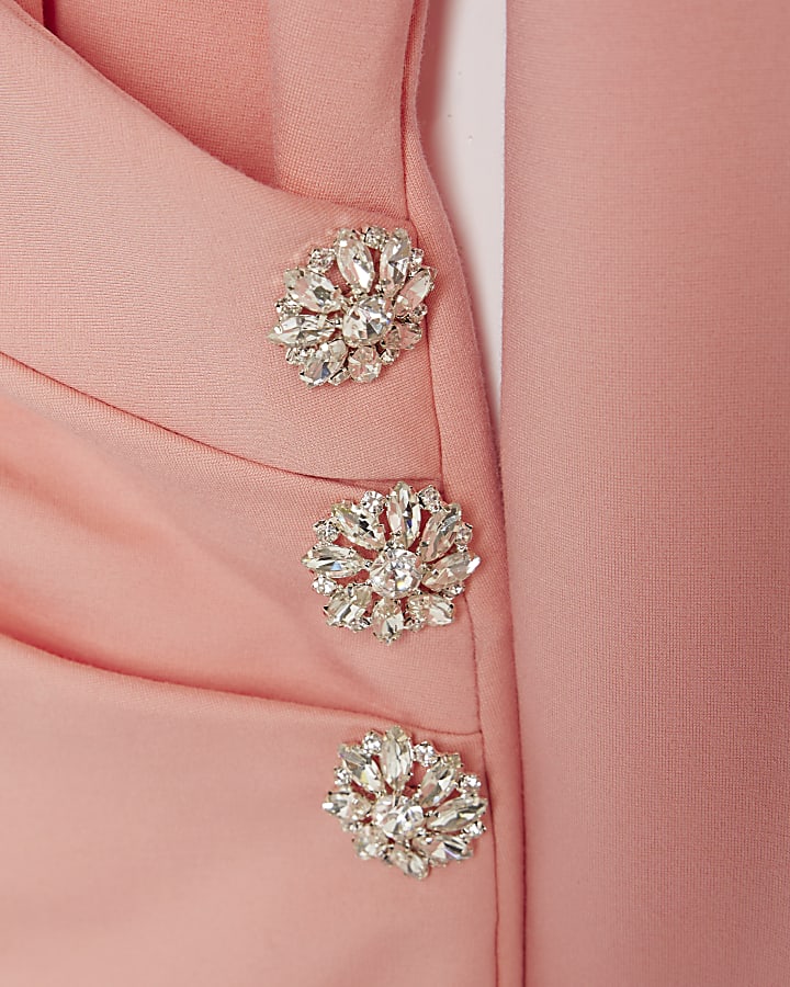 Pink Diamante Open Back Mini Dress