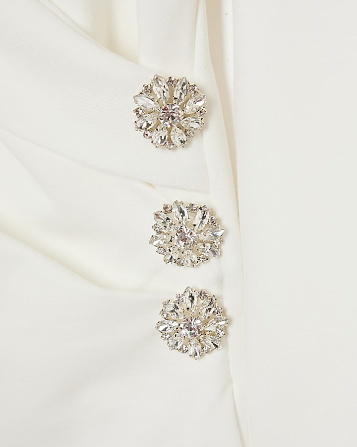 Cream Diamante Open Back Wrap Top
