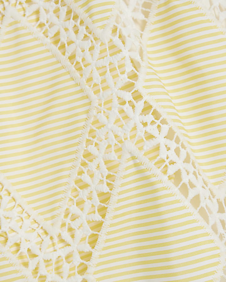 Yellow Stripe Cutwork Shorts