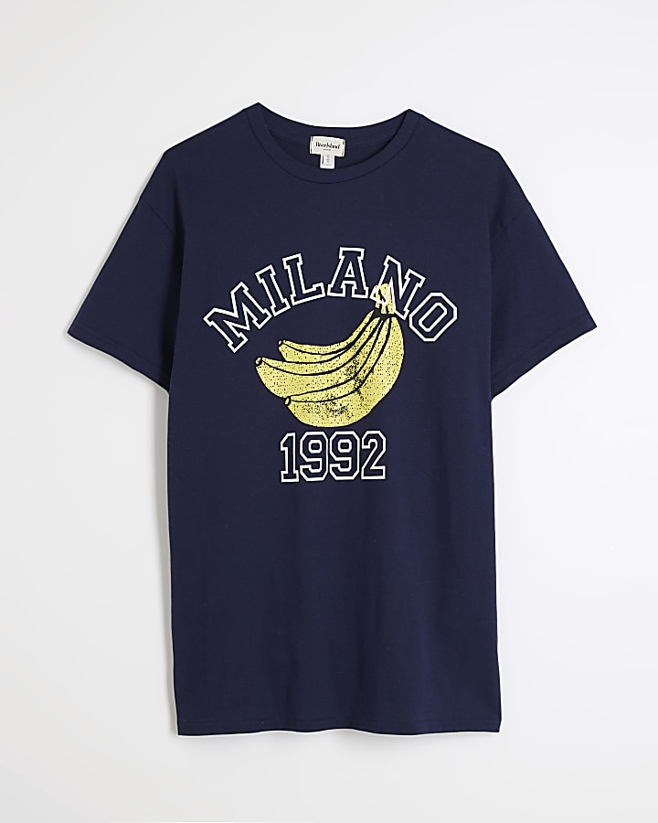 Navy Short Sleeve Milano Banana T-Shirt