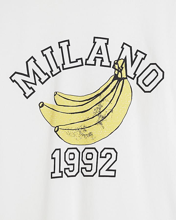 White Short Sleeve Milano Banana T-Shirt