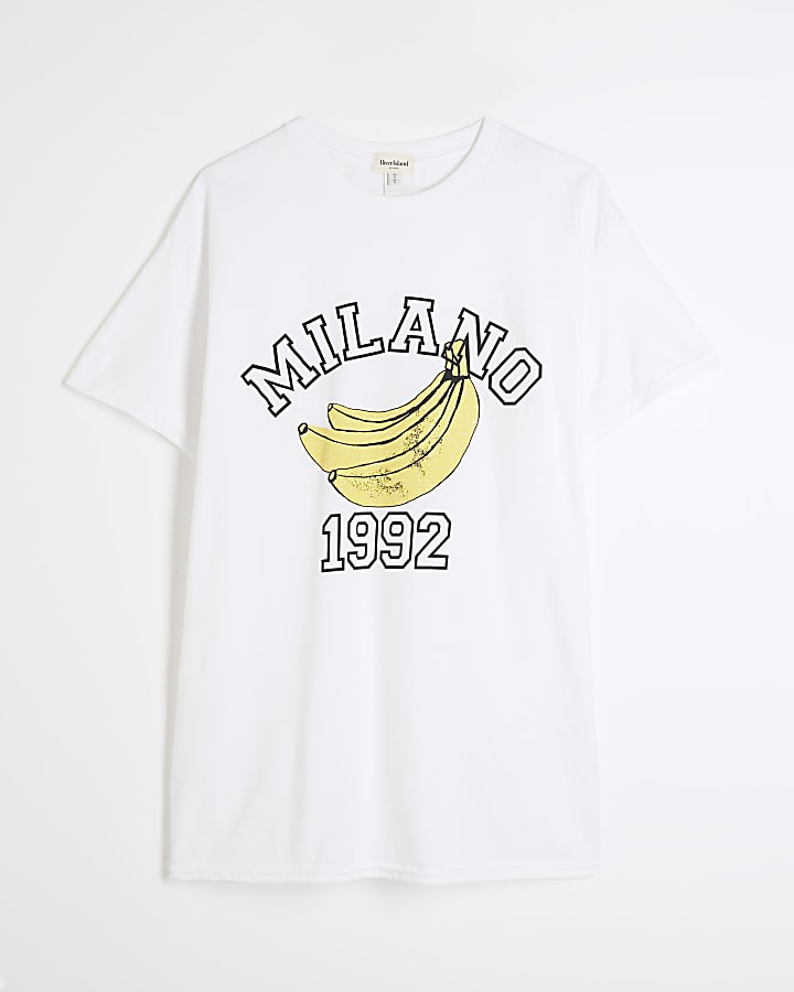 White Short Sleeve Milano Banana T-Shirt