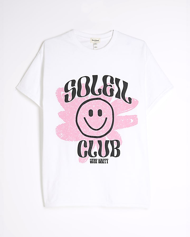 White Short Sleeve Smiley T-shirt