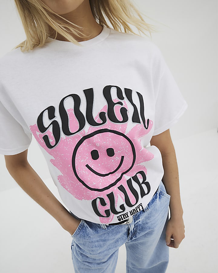 White Short Sleeve Smiley T-shirt