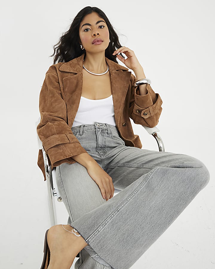 Grey High Rise Relaxed Straight Leg Jeans