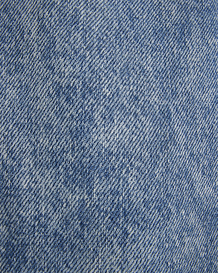 Blue Belted Relaxed Straight Leg Jeans