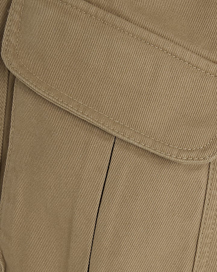 Beige Twill Pocketed Cargo Trousers