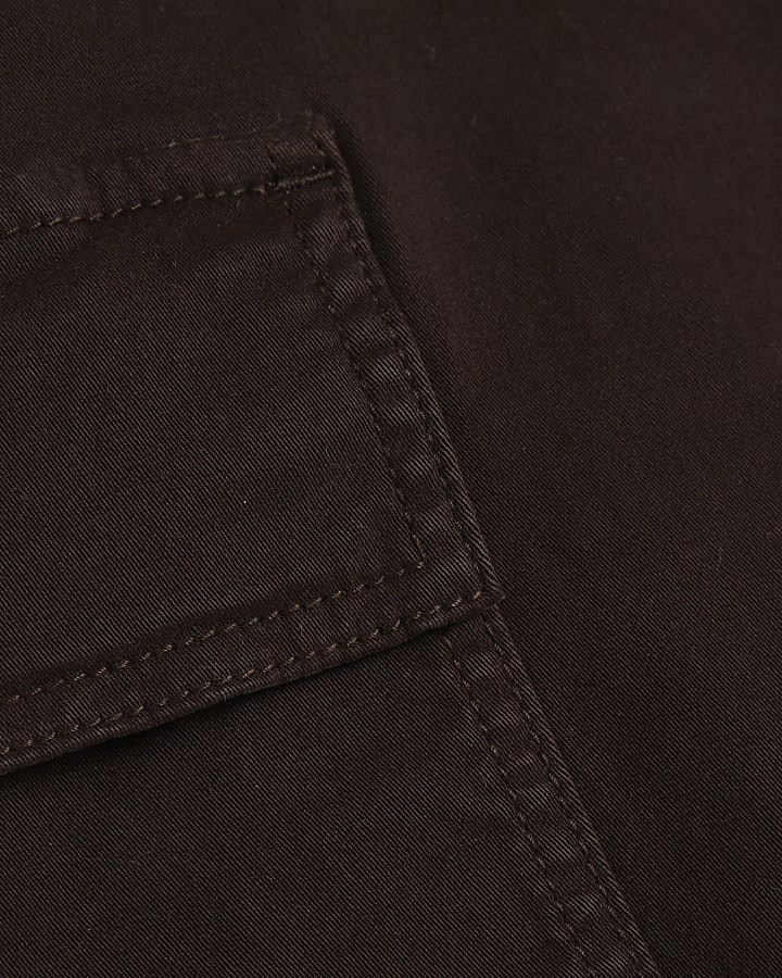 Brown Twill Cargo Bootcut Trousers