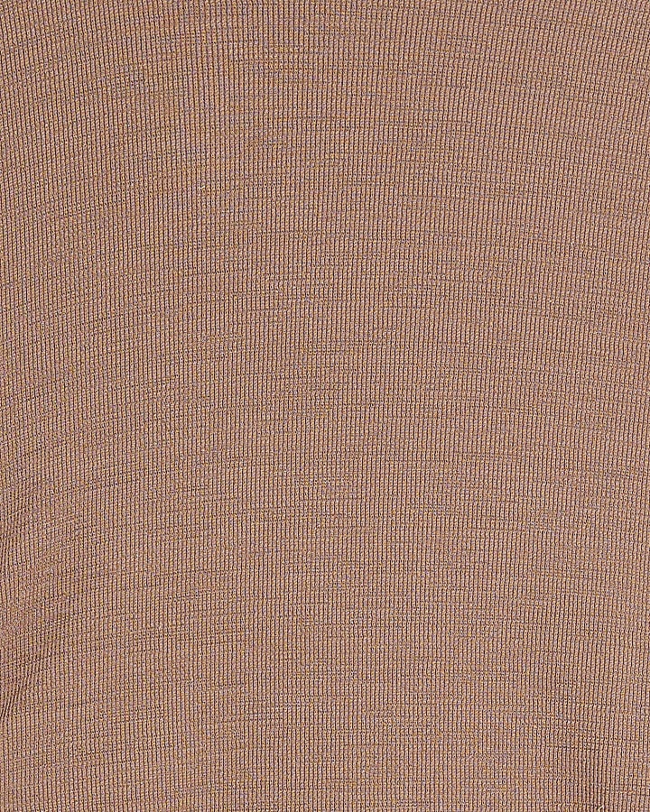 Beige Sleeveless Ruched Side Top