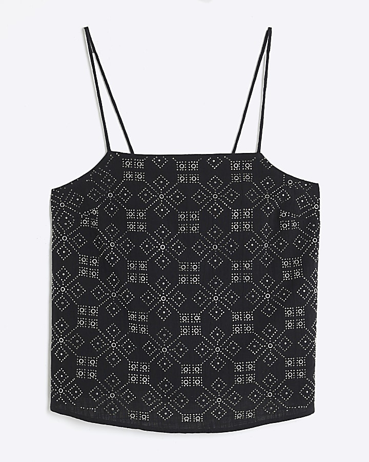 Black Embellished Cami Top