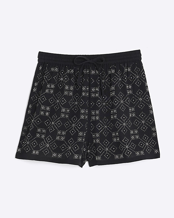 Black Stud Embellished Shorts