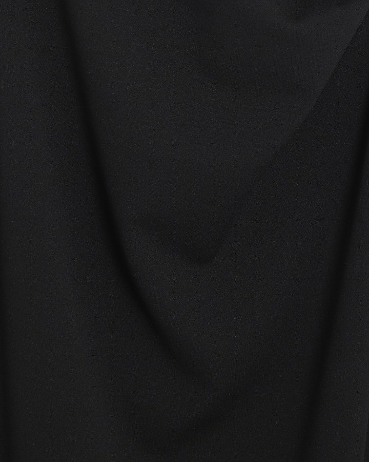 Black Ring Detail Halter Neck Midi Dress