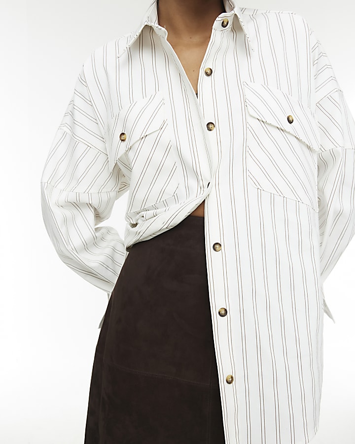 RI Studio White Stripe Cocoon Sleeve Shirt
