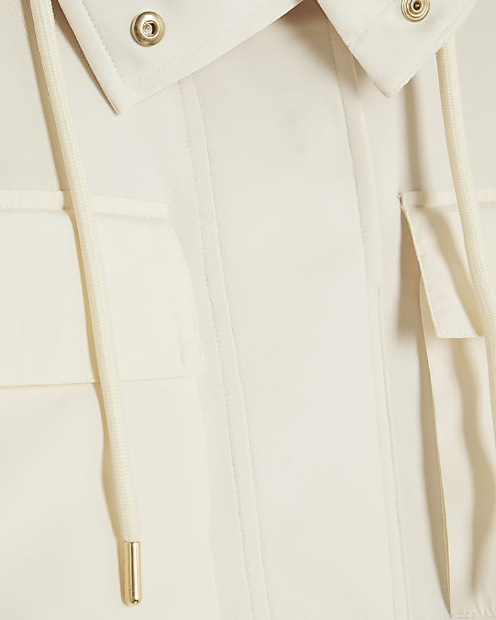 Cream Long Sleeve Utility Pocket Sweatshirt