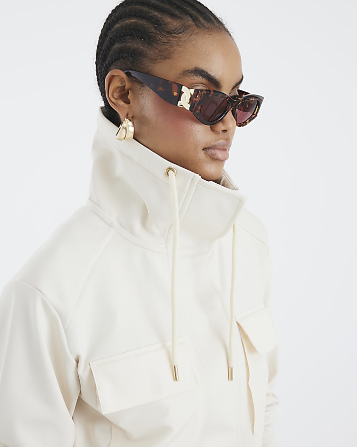 Cream Long Sleeve Utility Pocket Sweatshirt