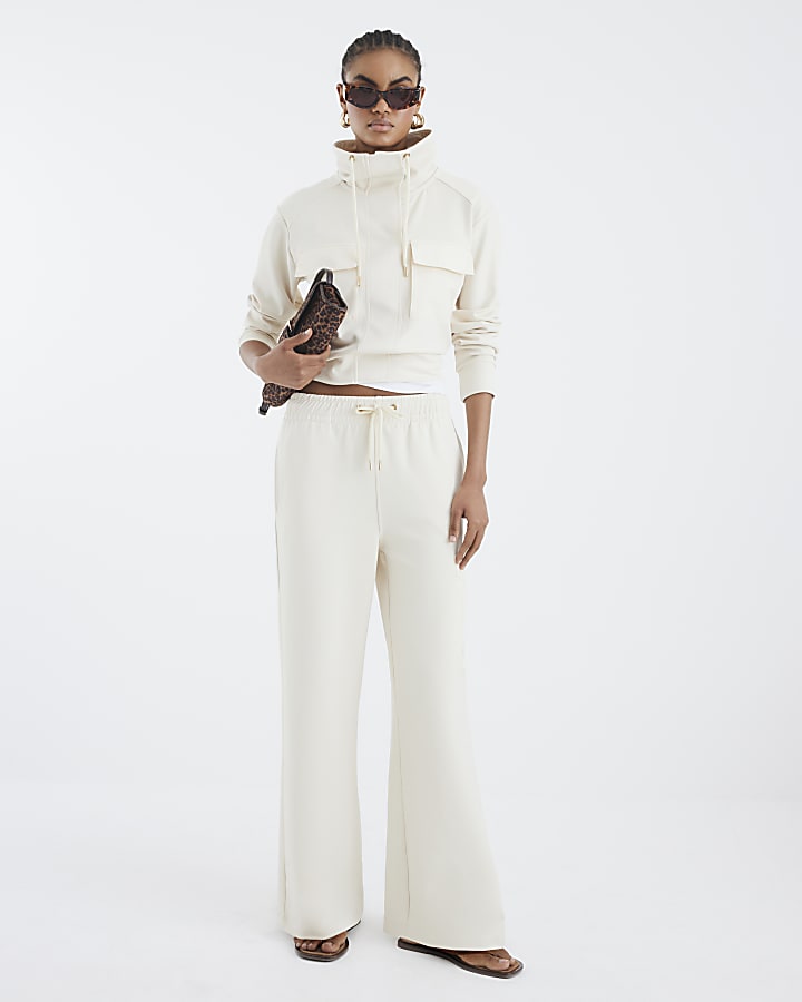 Cream Long Sleeve Utility Pocket Sweatshirt