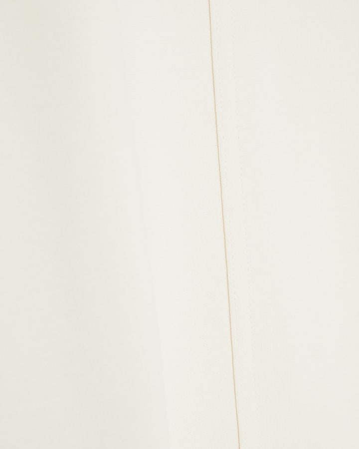 Cream Long Sleeve Seam Front Sweatshirt