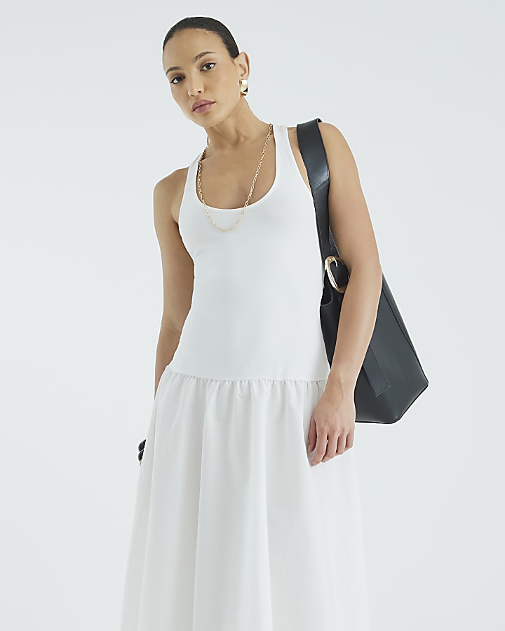 Cream Sleeveless Scoop Neck Maxi Dress