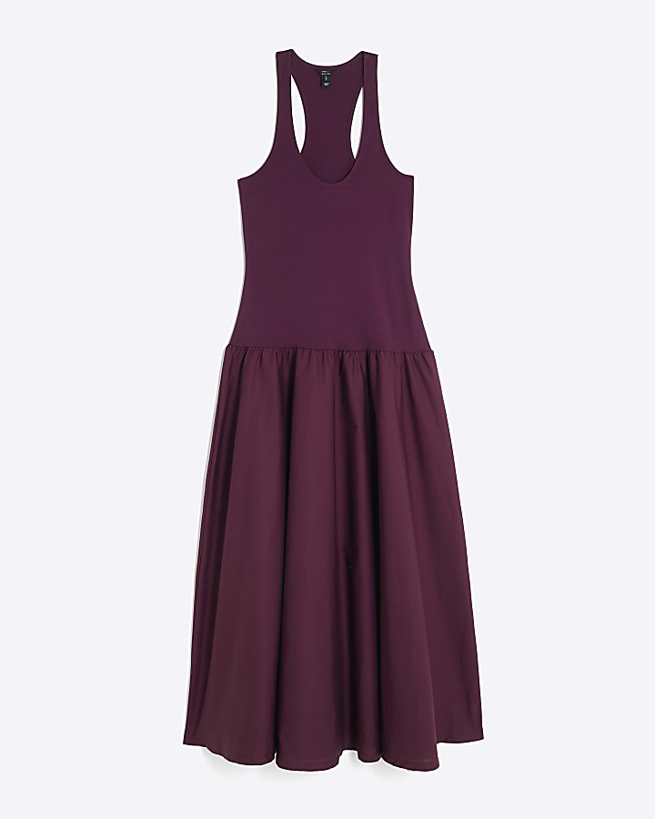 Red Sleeveless Scoop Neck Maxi Dress