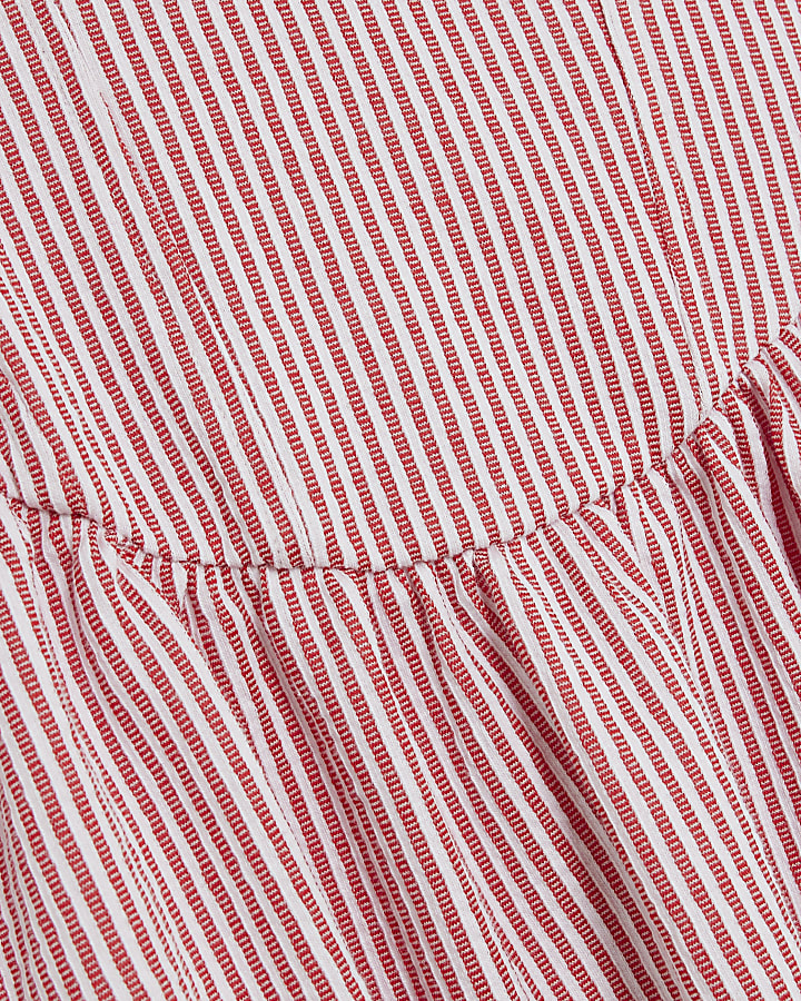 Red Sleeveless Stripe Midi Dress