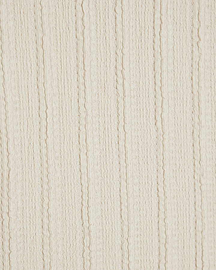Cream Short Sleeve Textured T-shirt