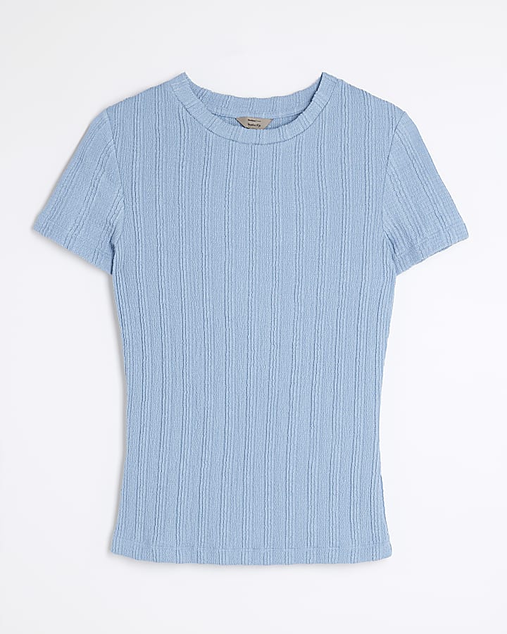 Blue Short Sleeve Textured Baby T-shirt