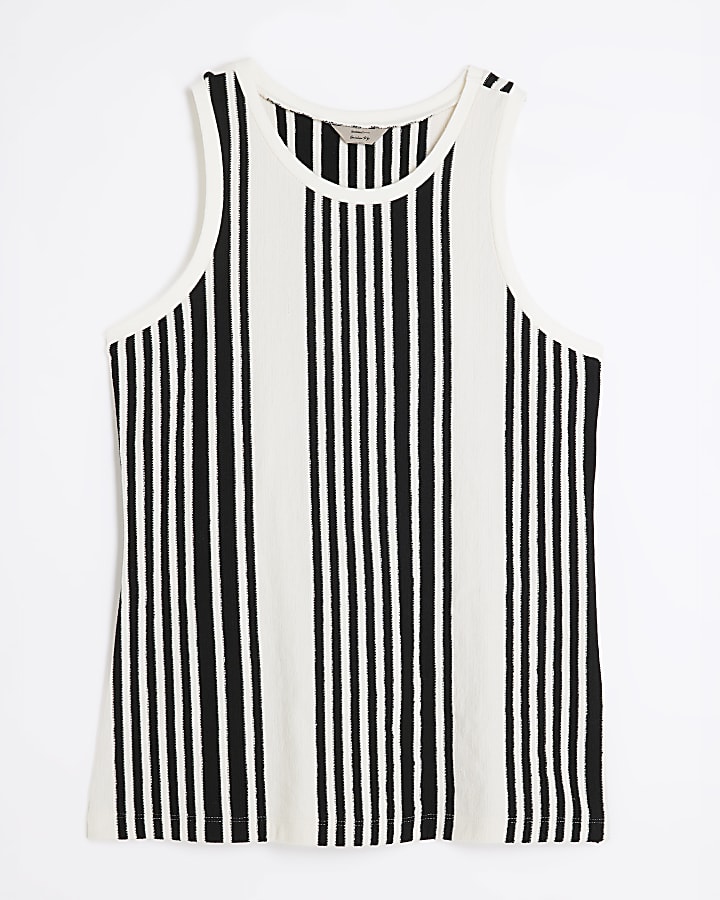 Black Sleeveless Stripe Tank Top