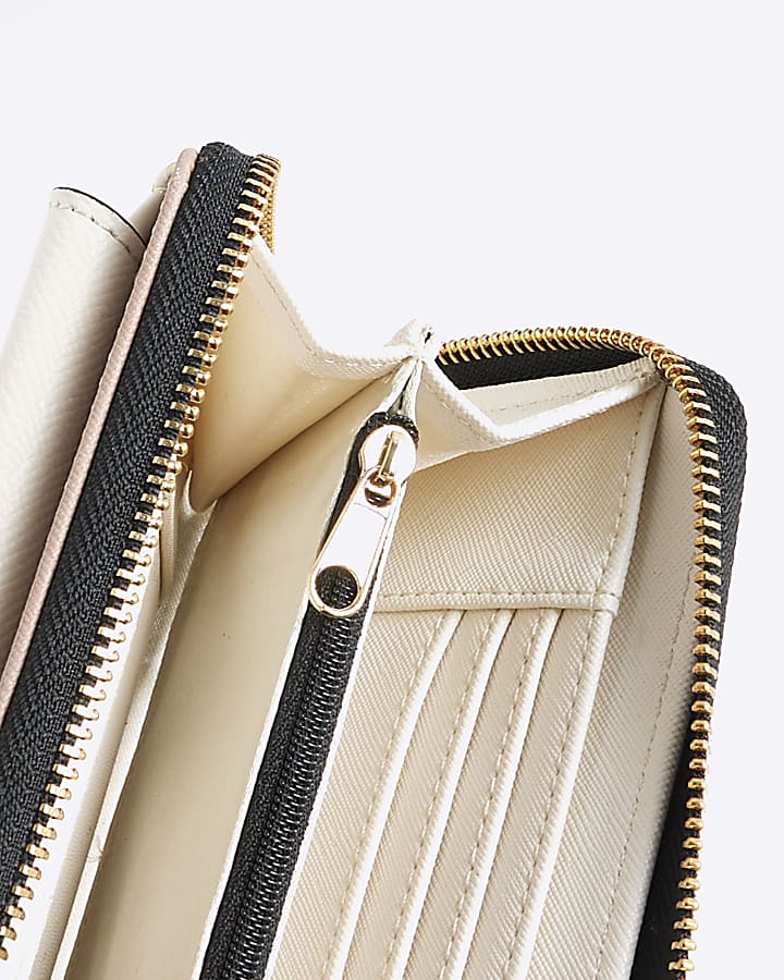 Cream Embossed Monogram Envelope Purse