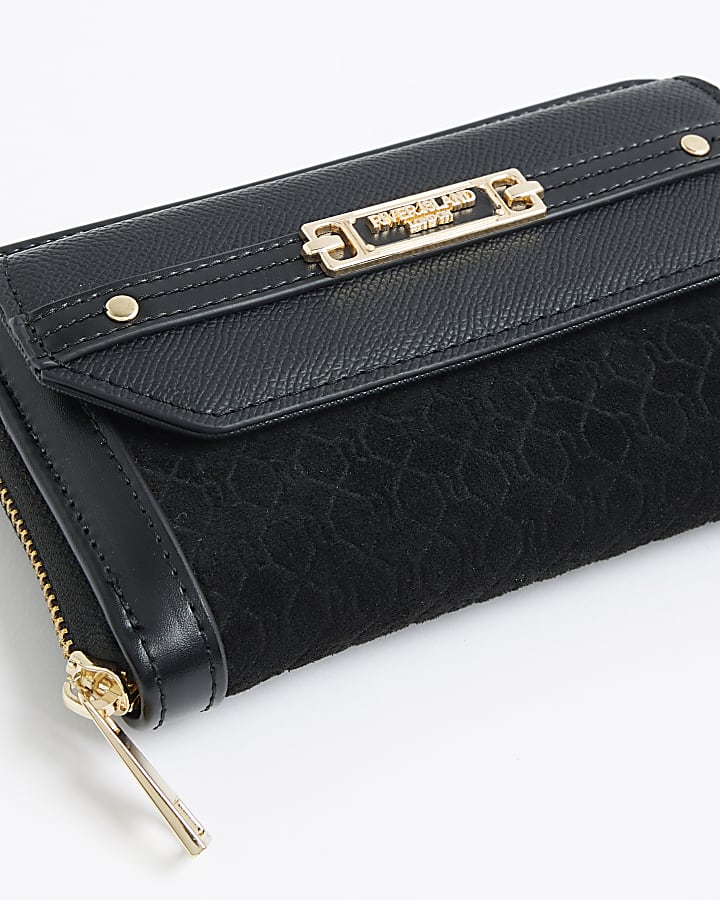 Black Embossed Monogram Envelope Purse