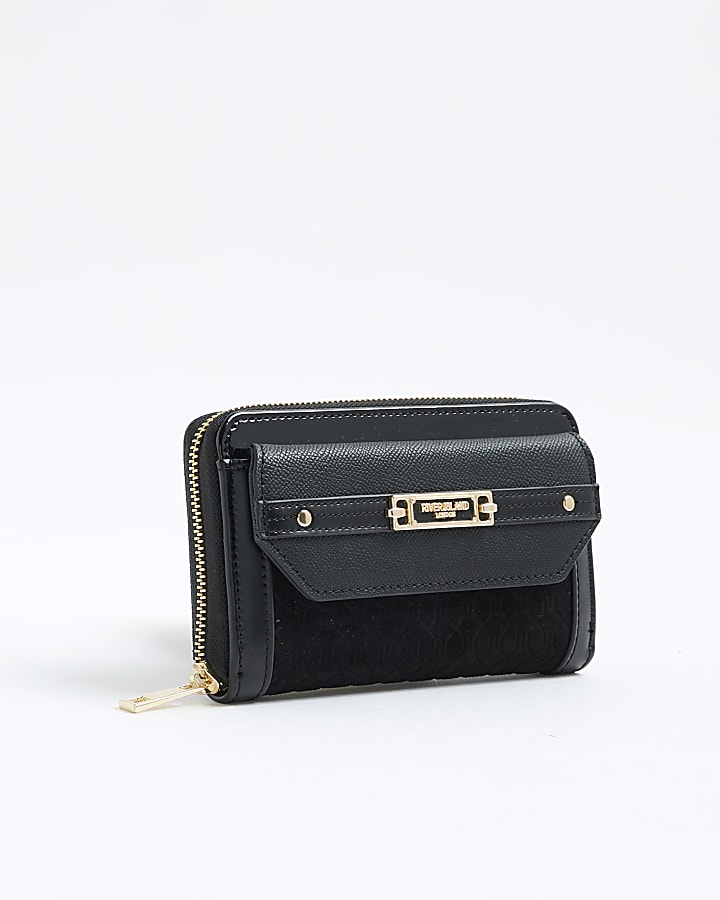 Black Embossed Monogram Envelope Purse