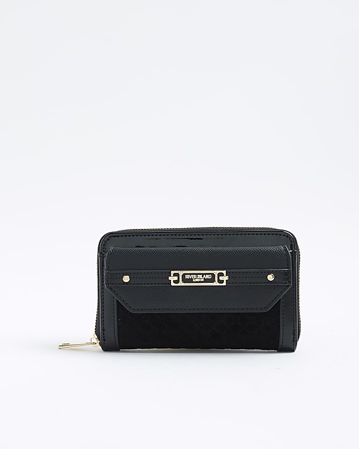 Black Embossed Monogram Envelope Purse