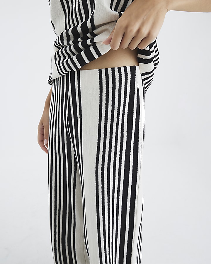 Black Stripe Wide Leg Trousers