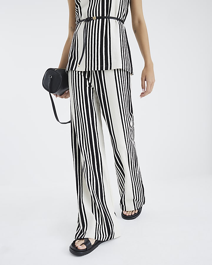 Black Stripe Wide Leg Trousers