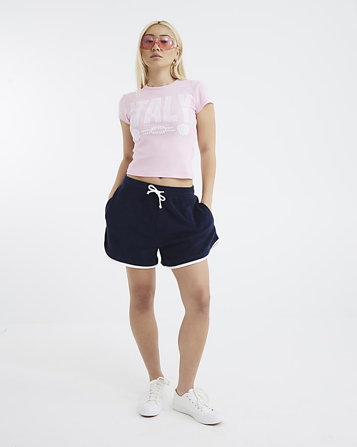Pink Short Sleeve Embossed Italy T-Shirt