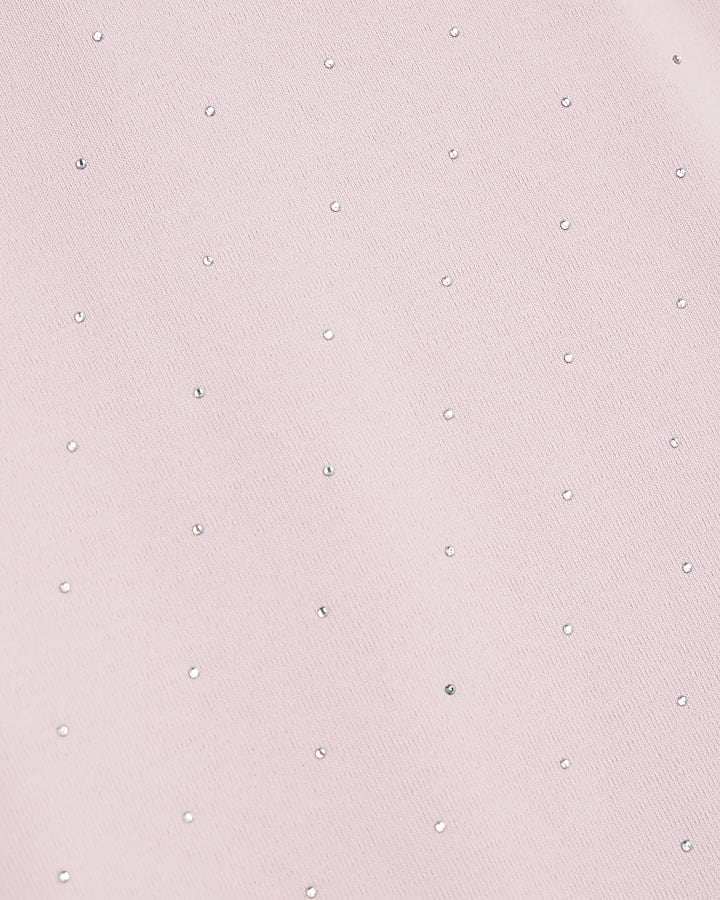 Pink Diamante Sleeveless Tank Top