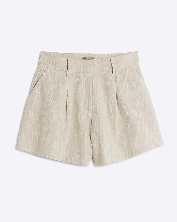 Cream Cotton Tailored Shorts