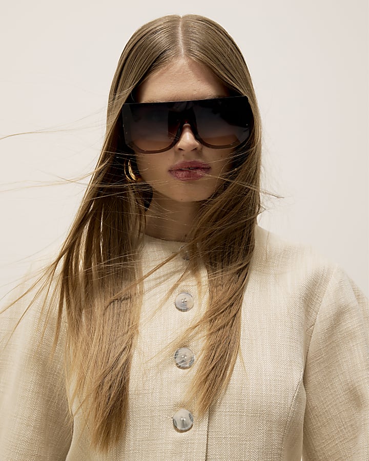Cream Long Sleeve Collarless Jacket