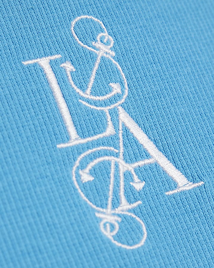 Blue Sleeveless Anchor Ribbed Tank Top