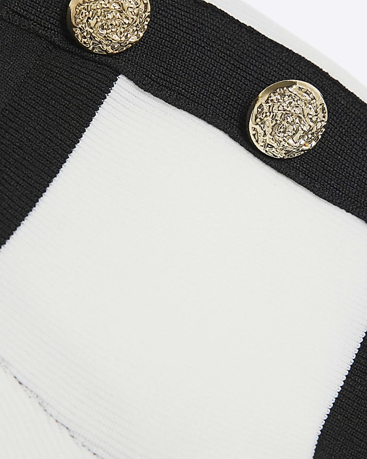 Black Striped Knit Bardot Top