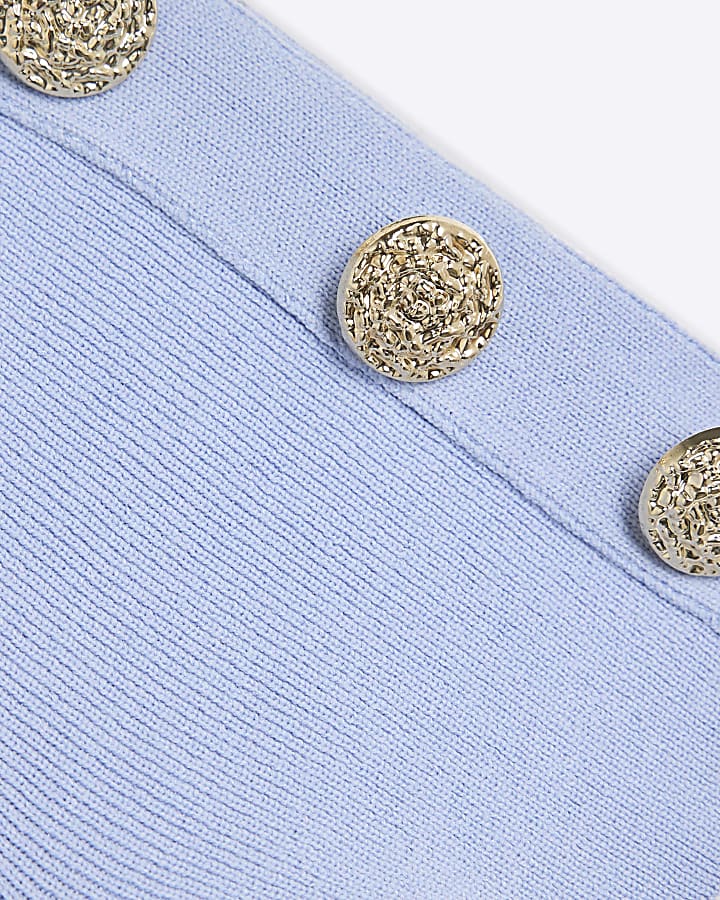 Blue Knit Bardot Top